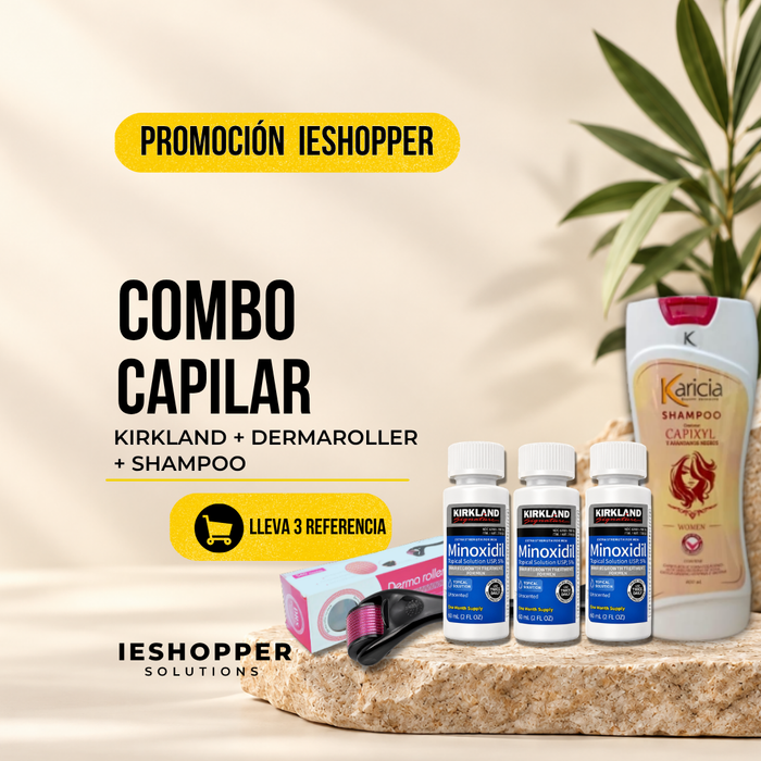Kit Capilar Kirkland x3 + Champú Karicia Mujer + Dermaroller | 3 Meses