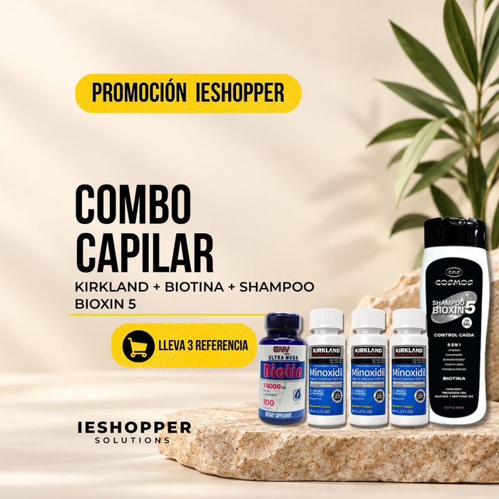 Kit Capilar Kirkland x3 + Biotina GNV + Champú Cosmos | 3 Meses