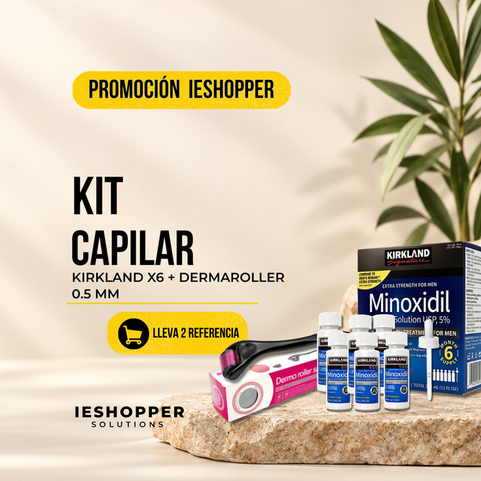 Kit Capilar Kirkland x6 + Dermaroller 0.5 mm | 6 Meses