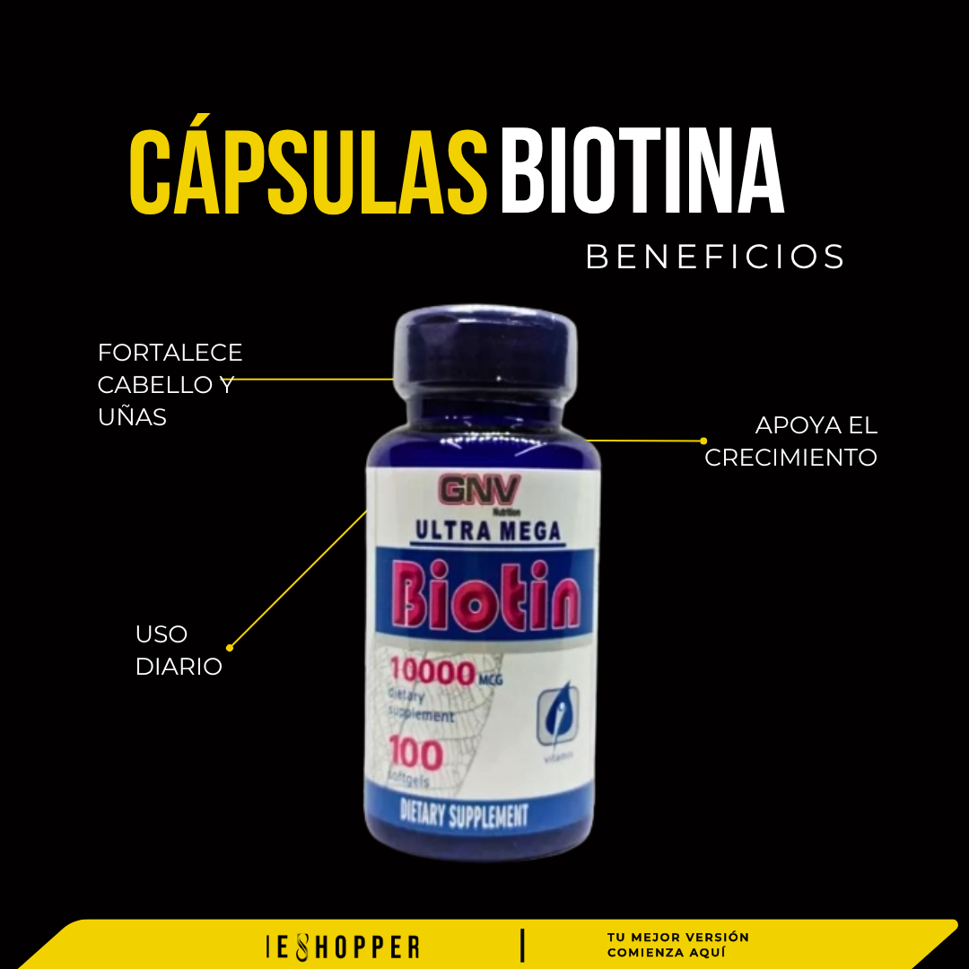 Biotina 10.000 mcg GNV Original | Fortalecimiento de Cabello, Barba y Uñas