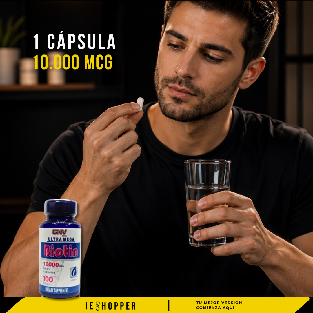Biotina 10.000 mcg GNV Original | Fortalecimiento de Cabello, Barba y Uñas