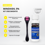 Minoxidil Kirkland 5% Caja Completa x6 + Dermaroller Original | Crecimiento de Cabello Colombia