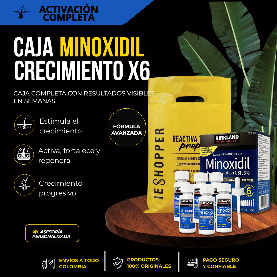 Caja Minoxidil Kirkland X6 | Tratamiento Completo 6 Meses para Crecimiento Capilar