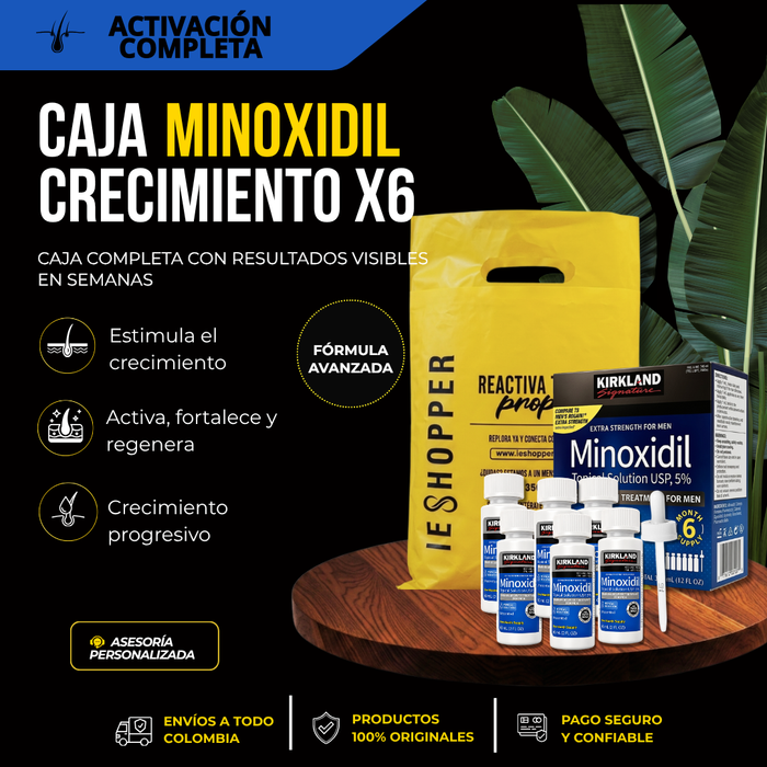 Caja Minoxidil Kirkland X6 | Tratamiento Completo 6 Meses para Crecimiento Capilar