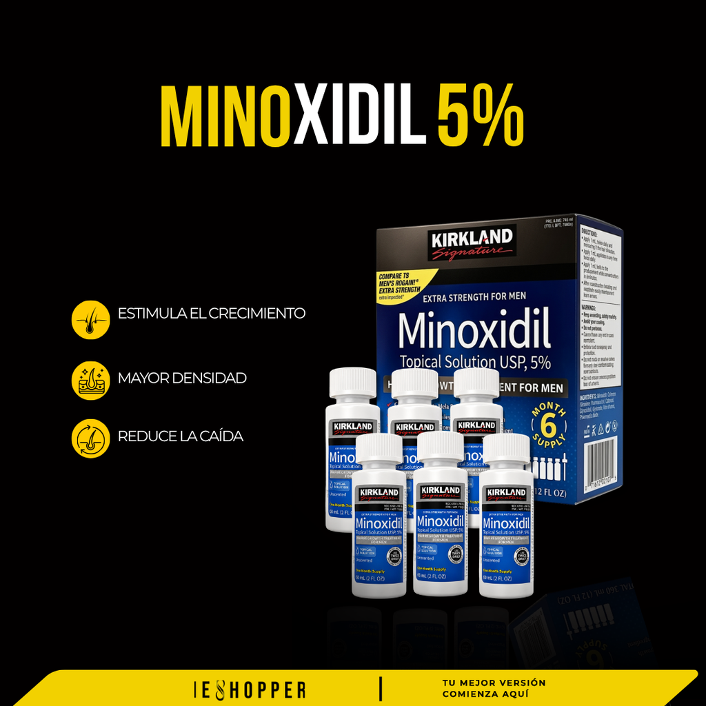 Caja Minoxidil Kirkland X6 | Tratamiento Completo 6 Meses para Crecimiento Capilar