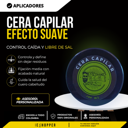 Cera Capilar Peinado con Fijación  |Control Caída y Libre de Sal