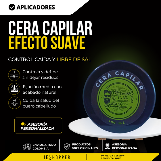 Cera Capilar Peinado con Fijación  |Control Caída y Libre de Sal