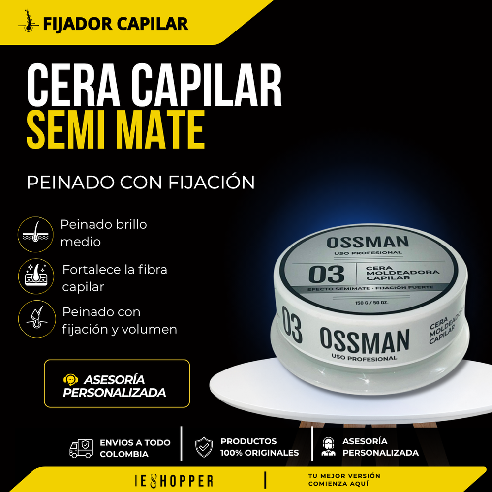 Cera Capilar Semi Mate Ossman | Fijación Flexible y Natural
