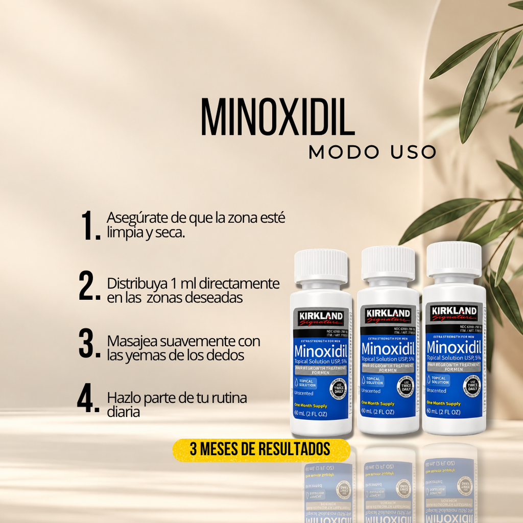 Minoxidil Kirkland 5% Original x3 | Rutina 3 Meses