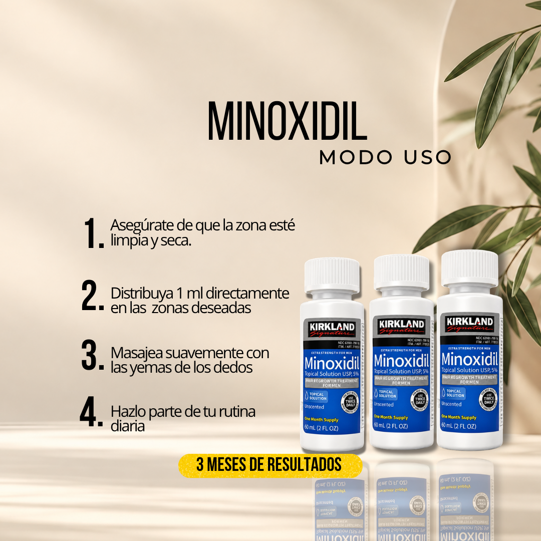 Minoxidil Kirkland 5% Original x3 | Rutina 3 Meses