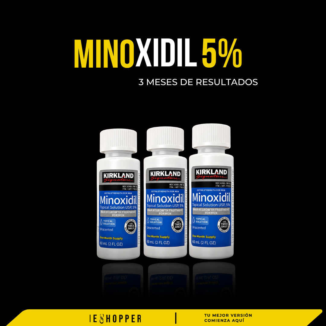 Pack x3 Minoxidil Kirkland Original para Barba, Cabello y Cejas