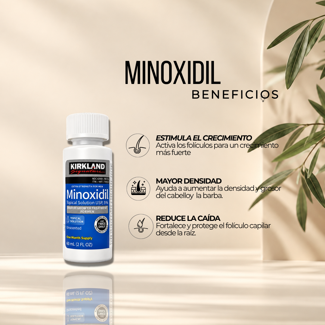Minoxidil Kirkland x1 + Dermaroller 0.5 mm | Rutina 1 Mes