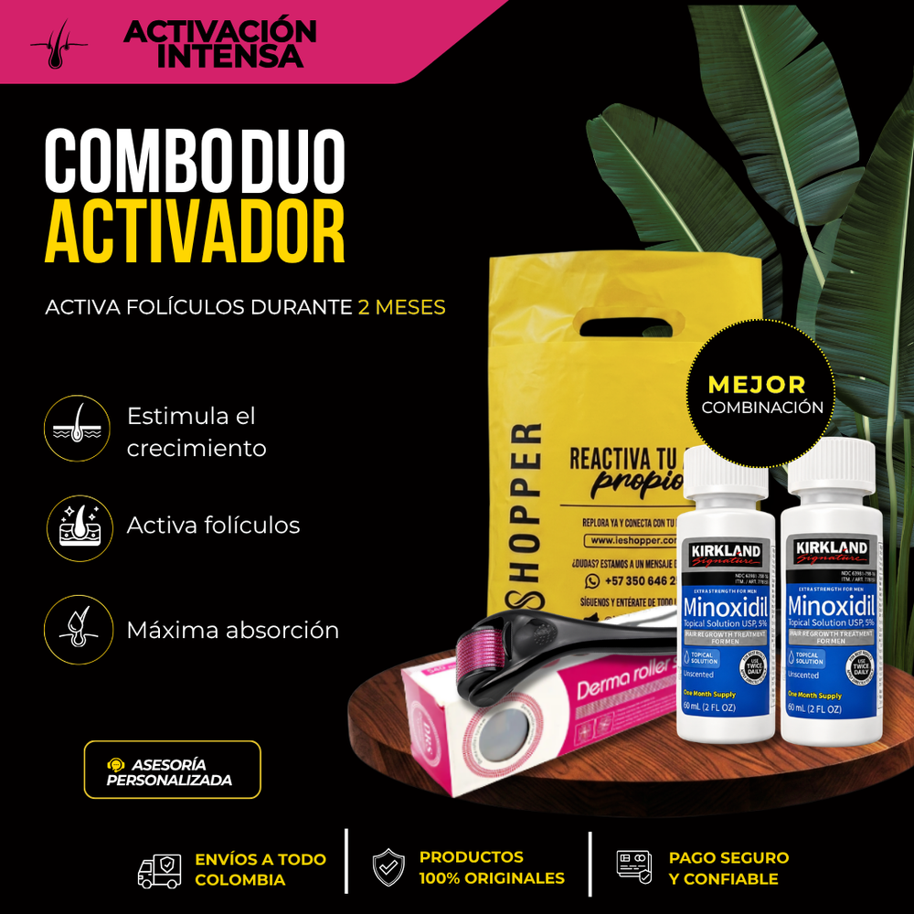 Combo Minoxidil Kirkland para Cabello, Barba y Cejas