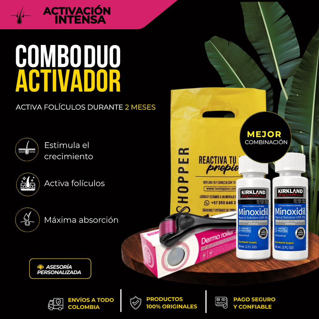 Combo Duo Activador con Minoxidil Original | Crecimiento Cabello, Barba y Cejas