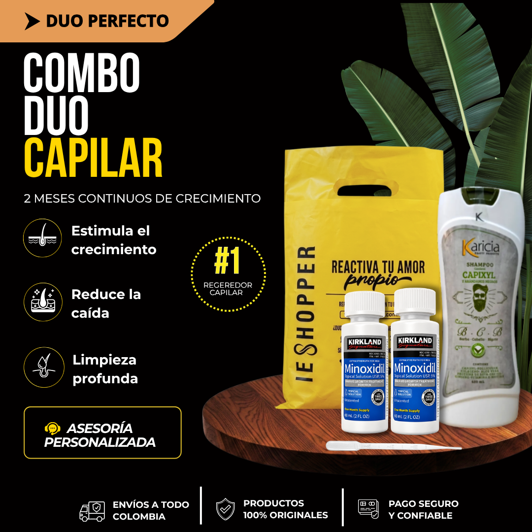 Combo Duo Capilar con Minoxidil Kirkland Original | Crecimiento Capilar Colombia