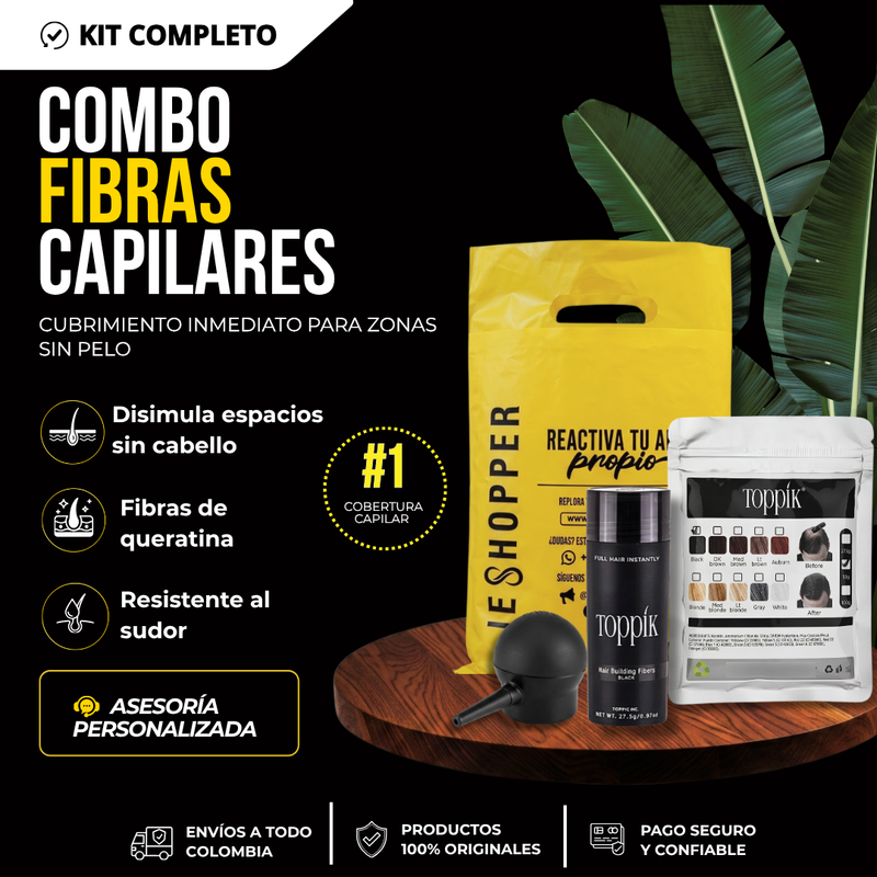 Combo Fibras Capilares Toppik Original | Cabello Más Poblado al Instante