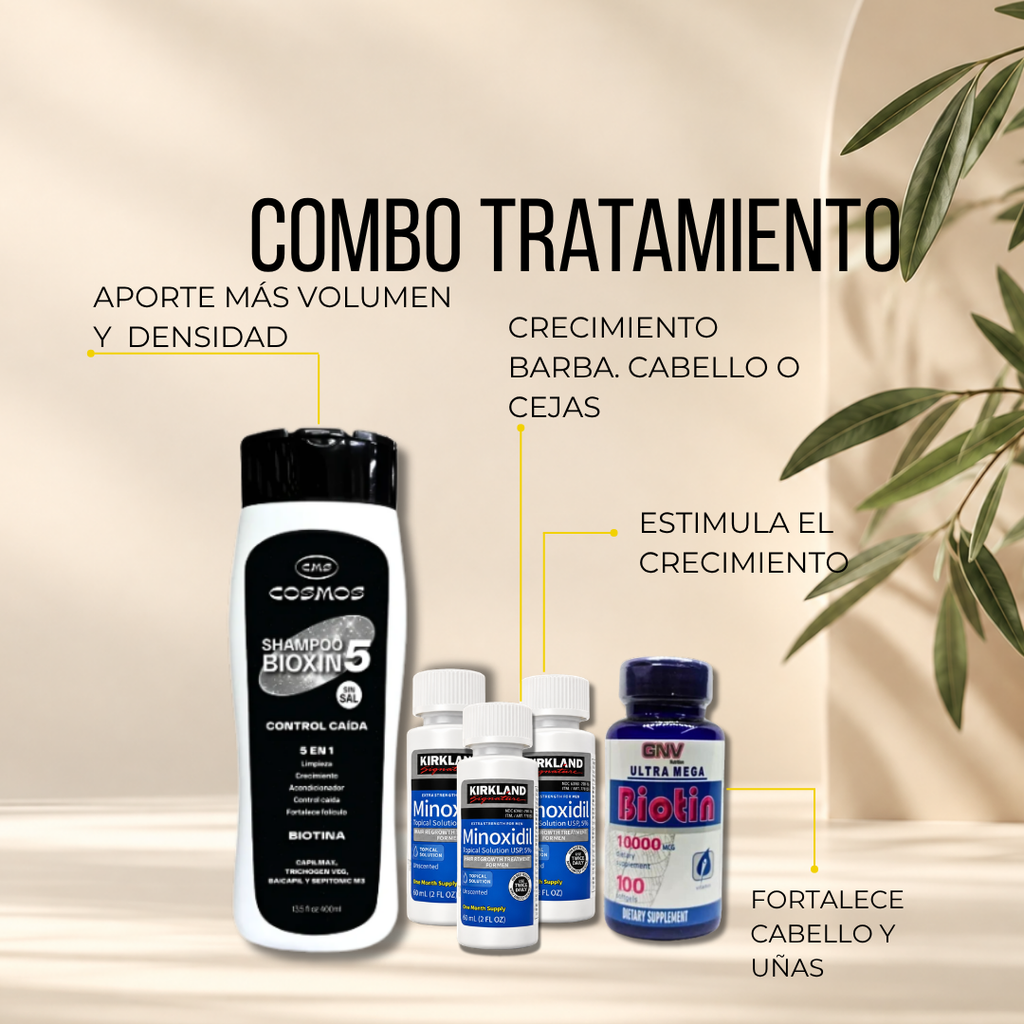 Kit Capilar Kirkland x3 + Biotina GNV + Shampoo Cosmos