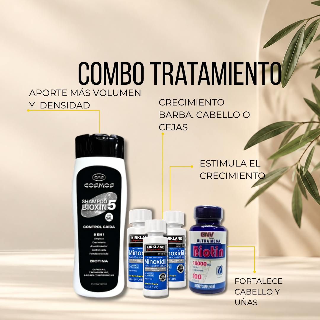 Kit Capilar Kirkland x3 + Biotina GNV + Shampoo Cosmos