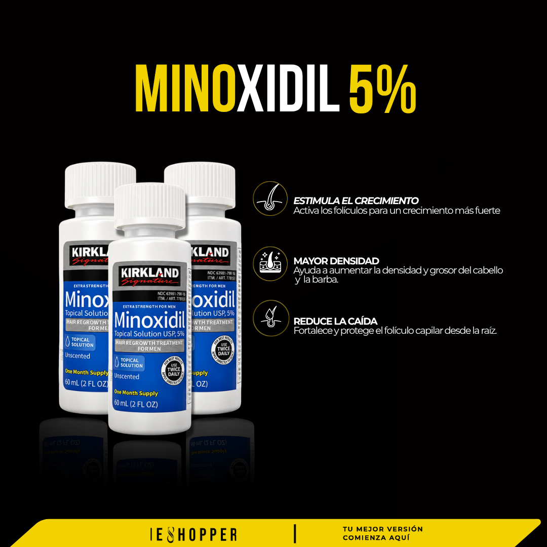 Combo Tratamiento Capilar con Minoxidil Kirkland | Shampoo y Biotina