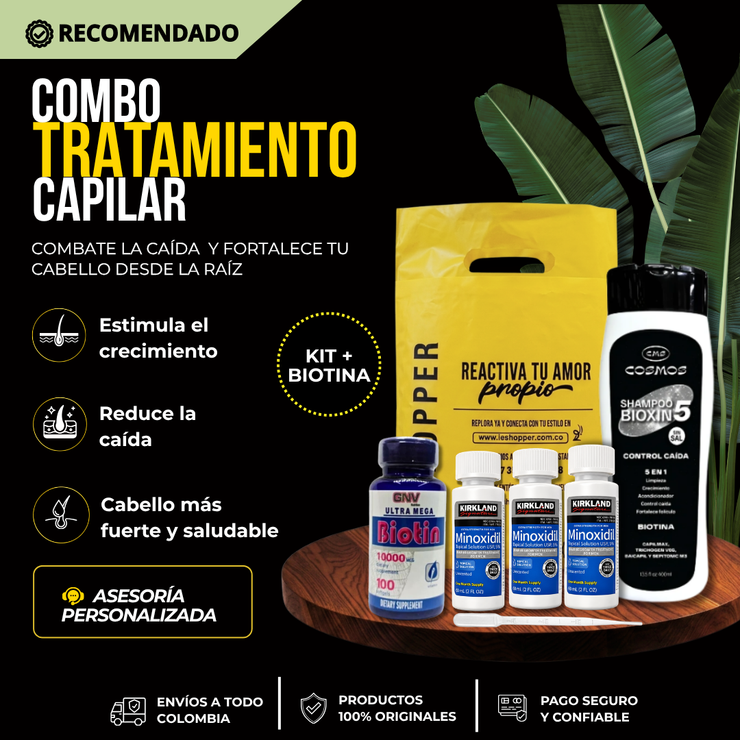 Combo Tratamiento Capilar con Minoxidil Kirkland y Biotina | IESHOPPER Colombia