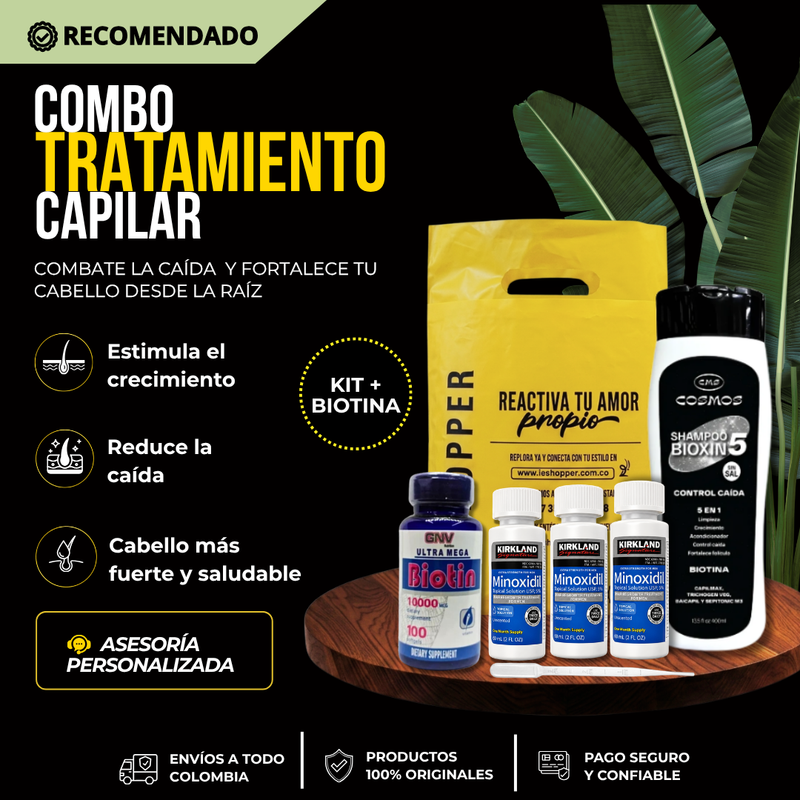 Combo Tratamiento Capilar con Minoxidil Kirkland y Biotina | IESHOPPER Colombia