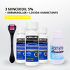 Kit Minoxidil Kirkland 5% x3 + Dermaroller + Loción Humectante | Crecimiento de Barba Colombia