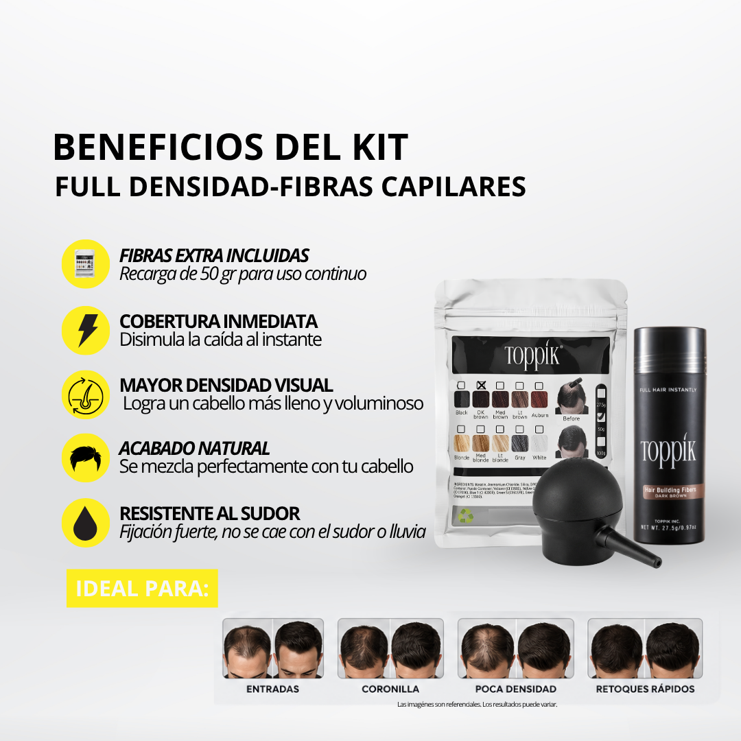 Fibras Capilares Castaño Oscuro Colombia | Cabello Más Poblado al Instante