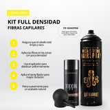 Kit Fibras Capilares Castaño Oscuro + Spray Fijador + Aplicador | Efecto Cabello Abundante Colombia