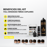 Kit Fibras Capilares Castaño Oscuro + Spray Fijador + Aplicador | Efecto Cabello Abundante Colombia