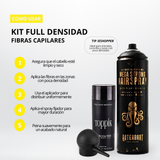 Kit Fibras Capilares Negro + Spray Fijador + Aplicador | Efecto Cabello Abundante Colombia