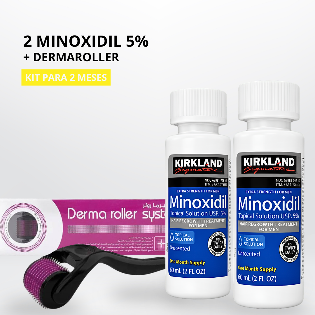 Kit Capilar Kirkland x2 + Dermaroller 0.5 mm | 2 Meses