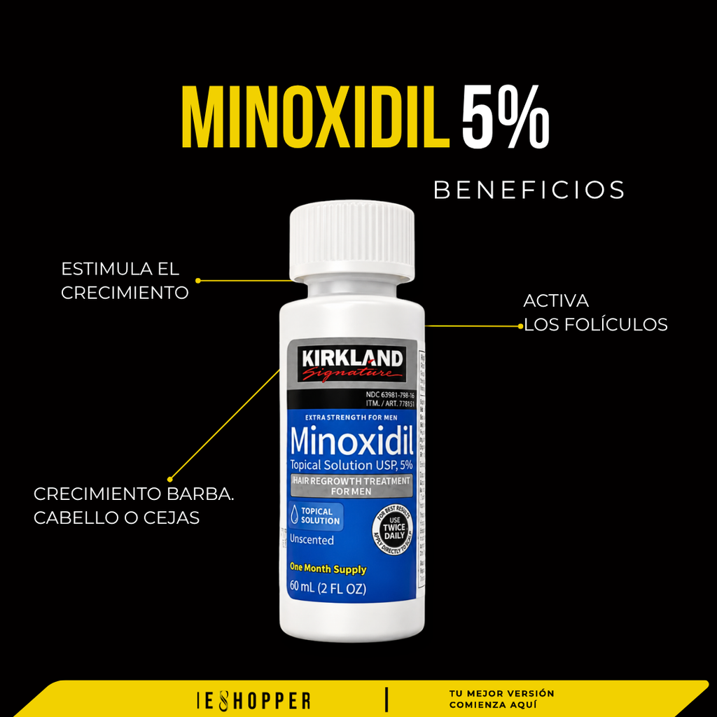 Minoxidil Kirkland 5% Original | Crecimiento de Barba, Cabello y Cejas