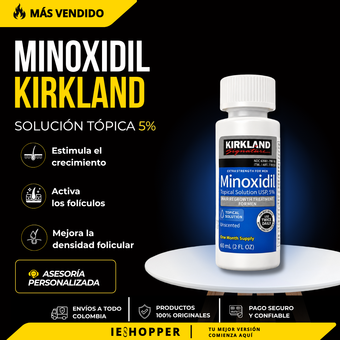 Minoxidil Kirkland 5% Original | Crecimiento de Barba, Cabello y Cejas | IESHOPPER Colombia
