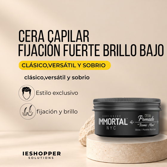 Cera Iconic Men Immortal | Fijación Fuerte y Brillo Bajo