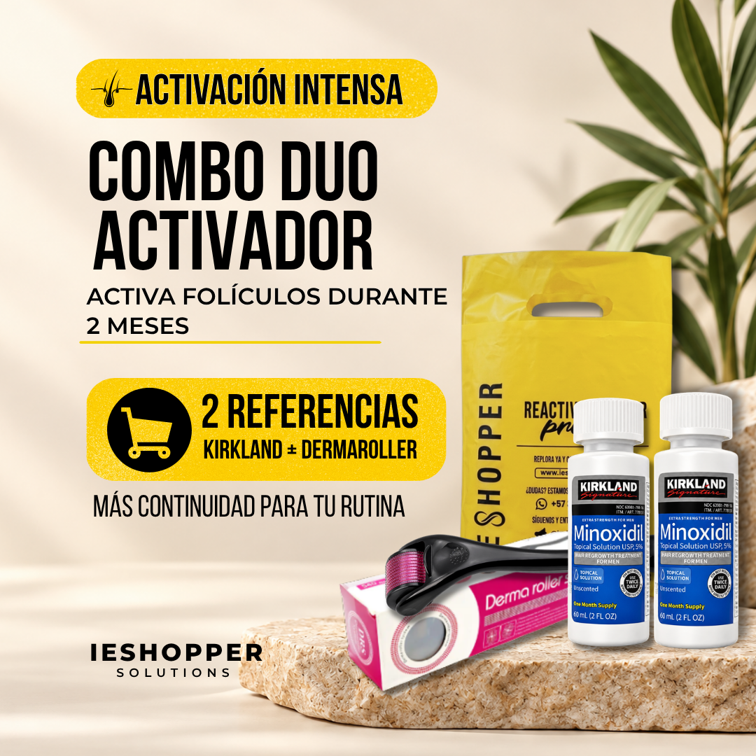 Minoxidil Kirkland x2 + Dermaroller 0.5 mm | 2 Meses