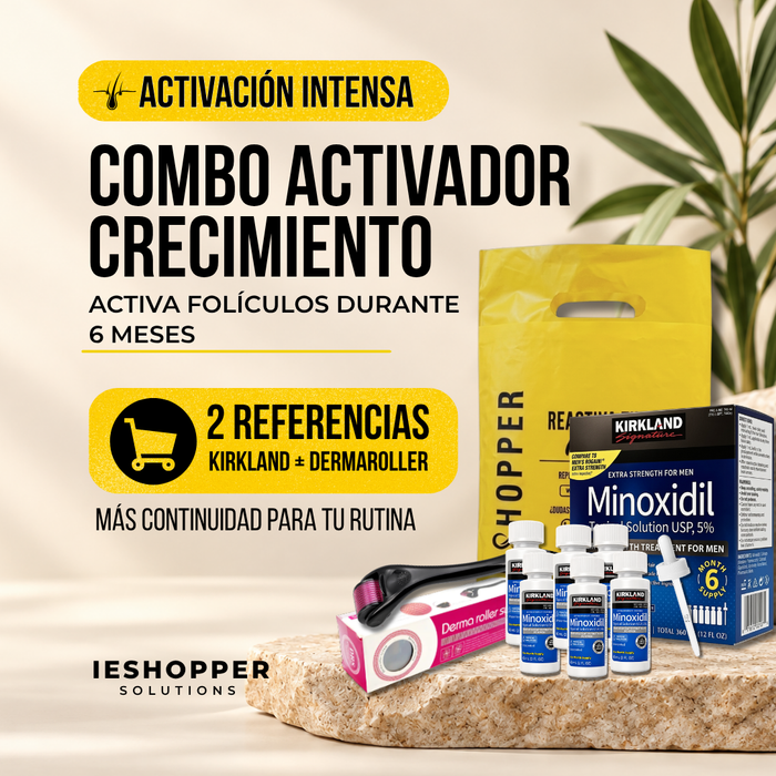 Minoxidil Kirkland x6 + Dermaroller 0.5 mm | 6 Meses