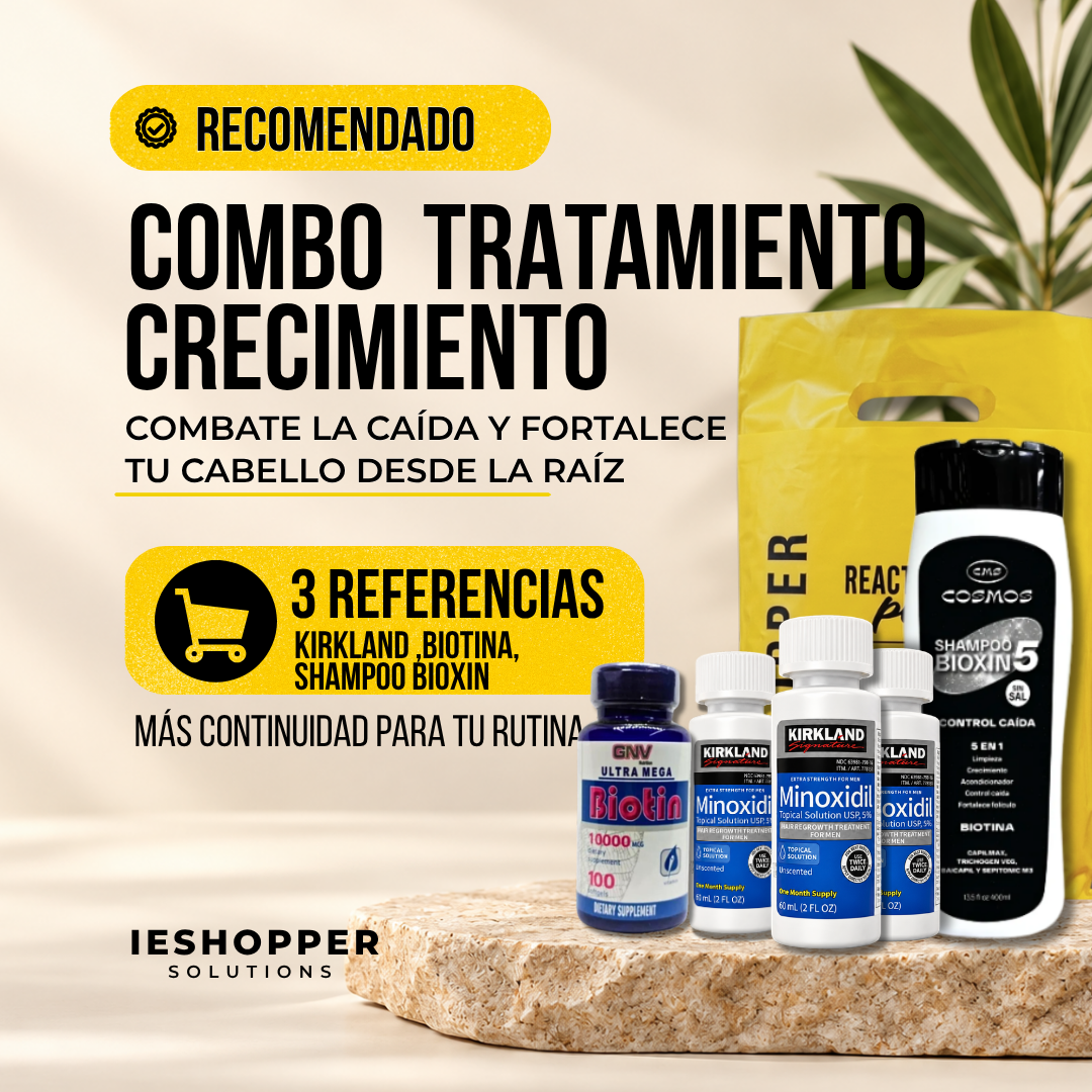 Kit Capilar Kirkland x3 + Biotina GNV + Shampoo Cosmos