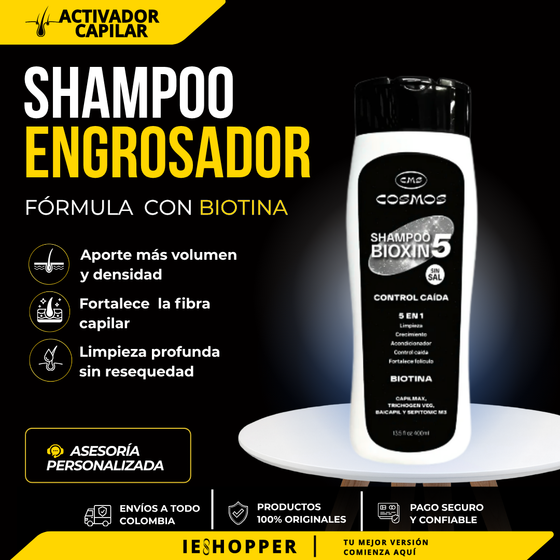 Shampoo Engrosador con Biotina para Mayor Volumen Capilar