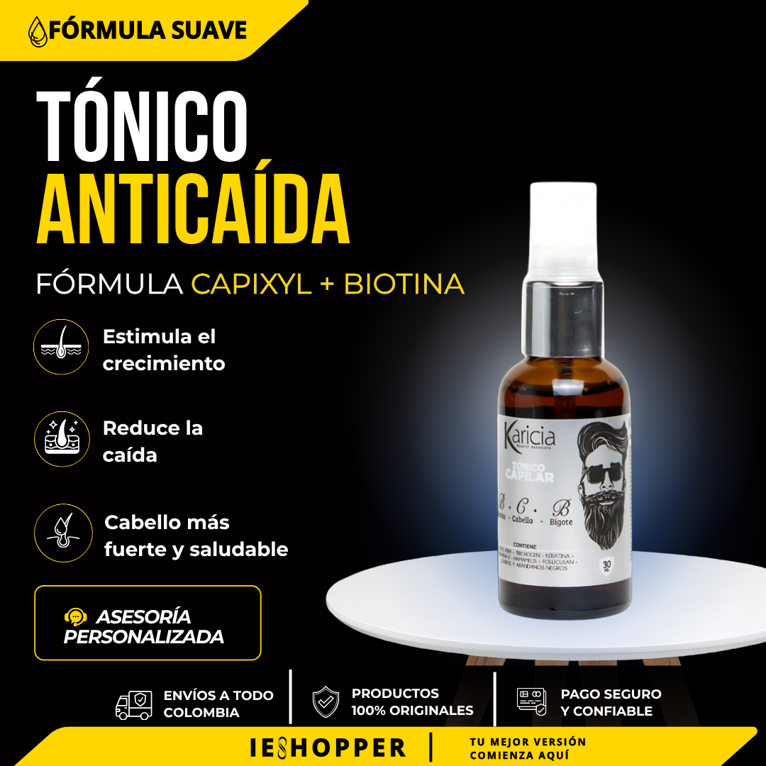 Tónico Anticaída Capixyl y Biotina | Fortalecimiento de Barba, Cabello y Cejas