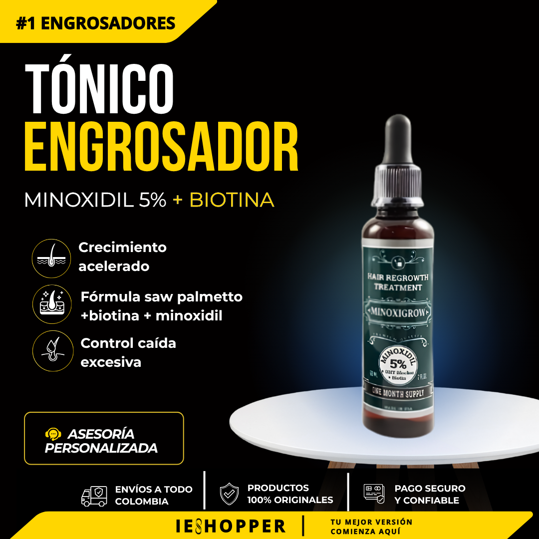 Tónico Engrosador con Minoxidil 5% y Biotina | Barba, Cabello y Cejas | IESHOPPER