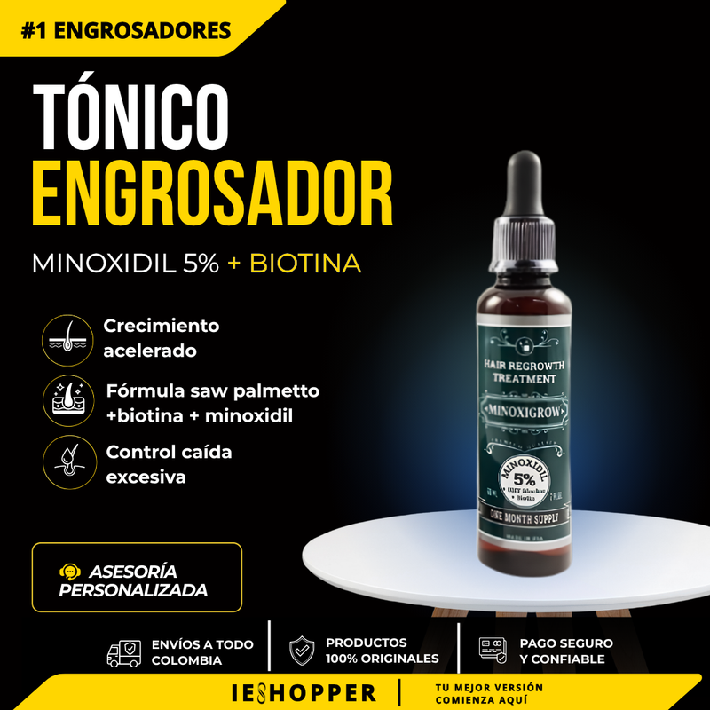 Tónico Engrosador con Minoxidil 5% y Biotina | Barba, Cabello y Cejas | IESHOPPER